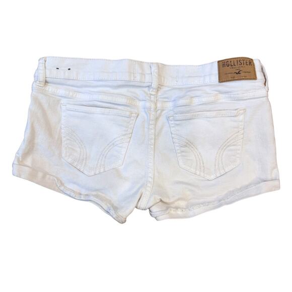 Hollister Y2K Low Rise Denim Micro Mini Shorts White Size 5 Waist 27 - Picture 2 of 4